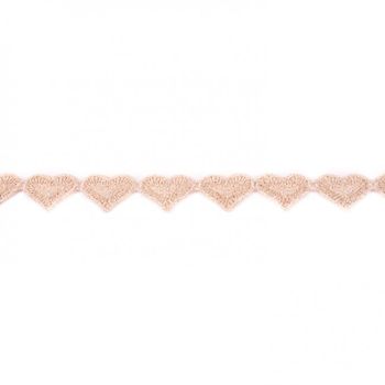 Dekoband Glitzer Herzen gold creme Meterware Breite: 2cm
