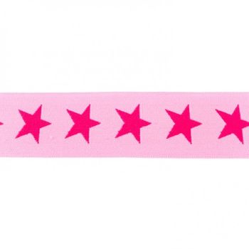 Gummi Band rosa mit pinken Sternen Meterware Breite: 4cm
