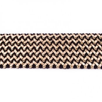 Gummi Band mit Kunstleder schwarz gold Meterware Breite: 5,5cm