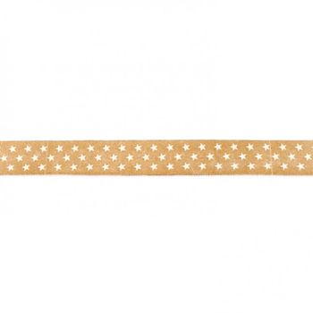 Baumwollband beige weiß Sterne Breite: 1,5cm