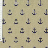 Dekostoff Halbpanama Leinenlook natur Anker blau 1.40m Breite