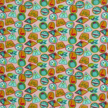 Jersey Stoff Palm Springs Flamingo rosa