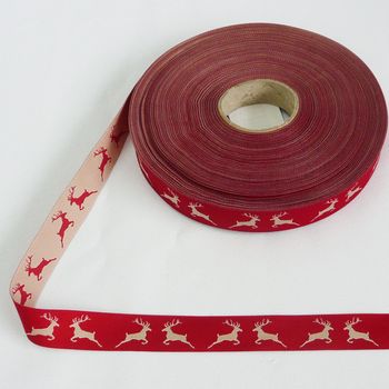 Webband Hirsch rot natur Breite: 2cm