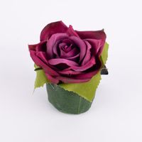 Kunstblume Rose mit Blätter im Topf lila beere 7.5x4.5cm
