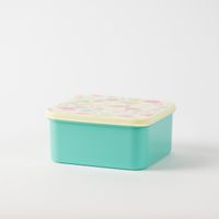 Box eckig Kunststoff Flamingo rosa türkis 13.5x15cm