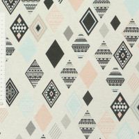Dekostoff Canvas Ottoman Vierecke Ethno pastell Töne