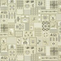 Dekostoff Patchwork Landhaus Hirsch natur weiß grau