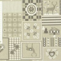 Dekostoff Patchwork Landhaus Hirsch natur weiß grau