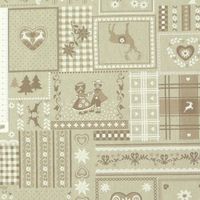 Dekostoff Patchwork Landhaus Hirsch natur braun weiß 1.40m Breite