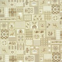 Dekostoff Patchwork Landhaus Hirsch natur braun weiß 1.40m Breite