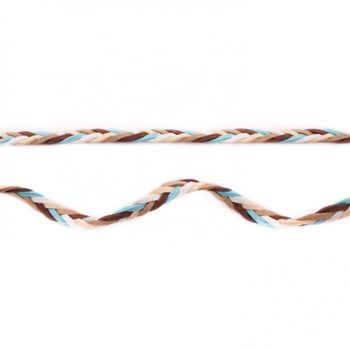 Wildleder Imitat Band geflochten bunt braun weiß türkis Meterware Breite: 0,8cm