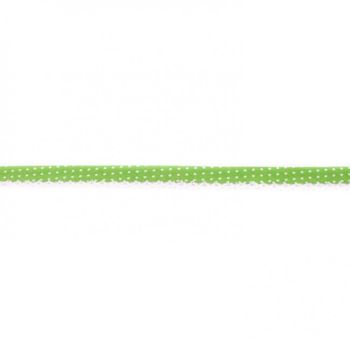 Baumwoll Schrägband Häkelborte Punkte grün weiß Meterware Breite: 1,5cm
