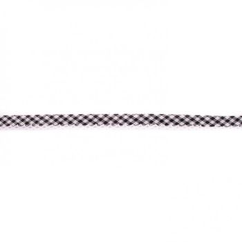 Baumwoll Schrägband Häkelborte Kariert schwarz weiß Meterware Breite: 1,5cm