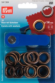Prym Ösen mit Scheiben messing Ø14mm 10 Stück