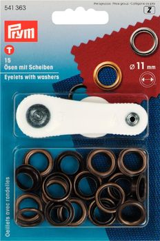 Prym Ösen mit Scheiben messing Ø11mm 15 Stück