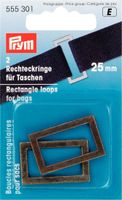 Prym 2 Rechteckringe für Taschen messingfarbig 25mm
