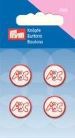 Prym Kinder Knopf Knöpfe ABC 15mm 4 Stück weiß rot