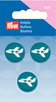 Prym Kinder Knopf Knöpfe Flugzeug türkis 18mm 3 Stück