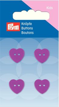 Prym Kinder Knopf Knöpfe Herz pink 13mm 4 Stück