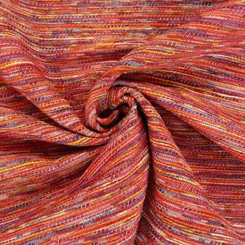 Möbelstoff GERLOS Streifen Chenille rot orange terrakotta blau