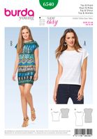 Burda Schnittmuster 6540 Damen young Top und Kleid Größe 32-46