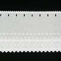 Scheibengardine Batist mit Rauten Stickerei weiß 27cm hoch