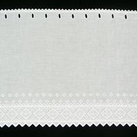 Scheibengardine Batist mit Rauten Stickerei weiß 47cm hoch