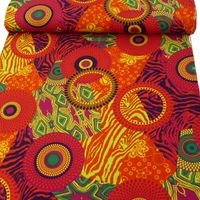 Polyester Retro 60er Jahre orange pink bunt 1.5m Breite