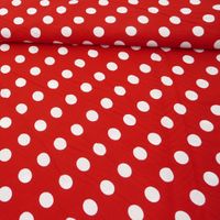 Polyester Punkte groß rot weiß 1.5m Breite
