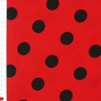 Polyester Punkte groß rot schwarz 1.5m Breite