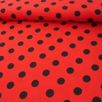 Polyester Punkte groß rot schwarz 1.5m Breite