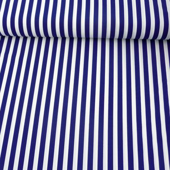 Polyester Streifen schmal weiß blau 1.5m Breite
