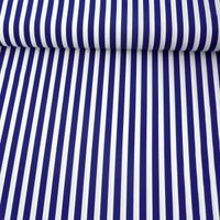 Polyester Streifen schmal weiß blau 1.5m Breite
