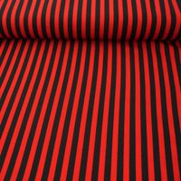 Polyester Streifen schmal rot schwarz 1.5m Breite