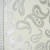 Lurex Jaquard Stoff Paisley weiß silberfarbig 1.5m Breite