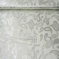 Lurex Jaquard Stoff Paisley weiß silberfarbig 1.5m Breite