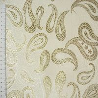 Lurex Jaquard Stoff Paisley weiß goldfarbig 1.5m Breite