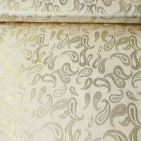 Lurex Jaquard Stoff Paisley weiß goldfarbig 1.5m Breite
