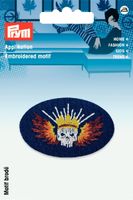 Prym Applikation Patch mit Totenkopf blau/bunt 7.5x4.5cm