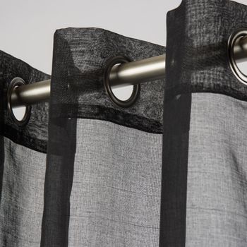 Fertiggardine Ösengardine einfarbig Voile Struktur schwarz 135x260cm