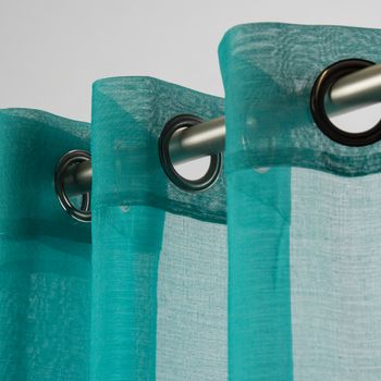 Fertiggardine Ösengardine einfarbig Voile Struktur türkis 135x260cm
