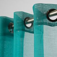 Fertiggardine Ösengardine einfarbig Voile Struktur türkis 135x260cm