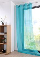 Fertiggardine Ösengardine einfarbig Voile Struktur türkis 135x260cm