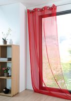 Fertiggardine Ösengardine einfarbig Voile Struktur rot 135x260cm