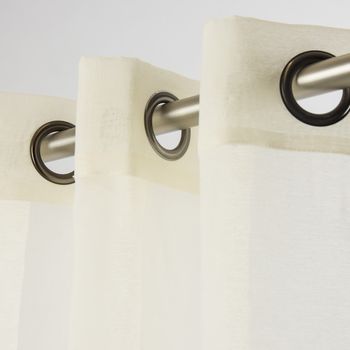 Fertiggardine Ösengardine einfarbig Voile Struktur creme 135x260cm