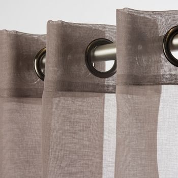 Fertiggardine Ösengardine einfarbig Voile Struktur braun 135x260cm