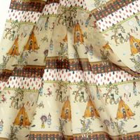 Gadinenstoff Voile beige Indianer Tiere Zelt 1.40m Breite