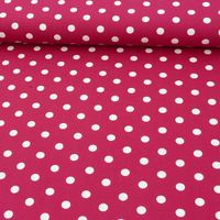 Baumwollstoff Punkte groß Ø 7mm cerise weiß