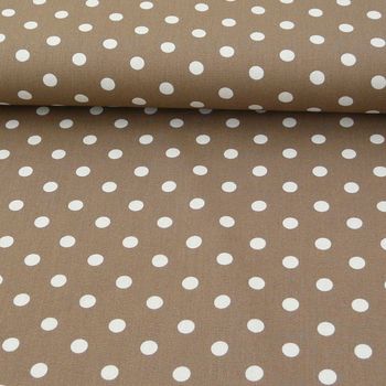 Baumwollstoff Punkte groß Ø 7mm taupe weiß