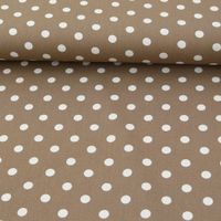 Baumwollstoff Punkte groß Ø 7mm taupe weiß